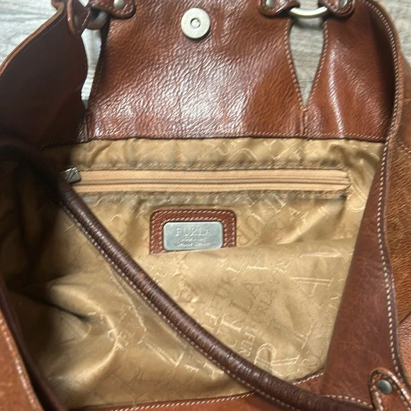 Furla vintage leather large bucket bag, brown soft distressed leather! Bohemian - Picture 3 of 11